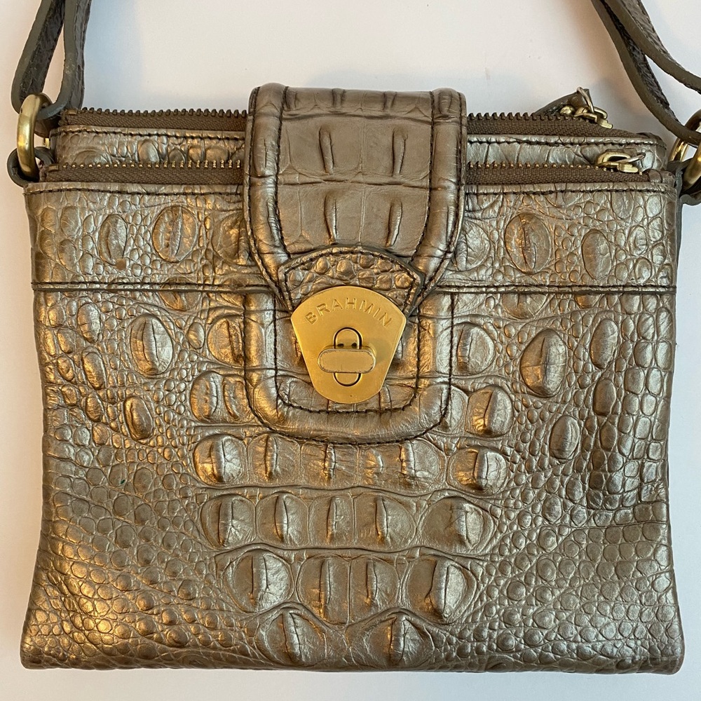 Brahmin Crossbody Bag-Metallic Cream